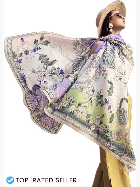 Accessories - Extra Large Mulberry Silk Pashmina Shawl Oversized Floral Wrap for Evening